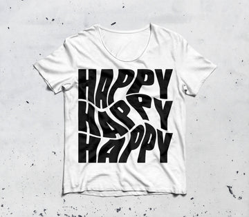 Decoccano "HAPPY" Graphic T-Shirt – Men’s Collection | White Cotton Tee